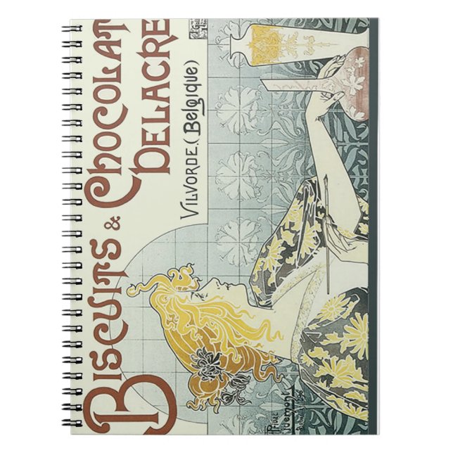 Chocoloate Art Nouveau Woman Notebook (Front)