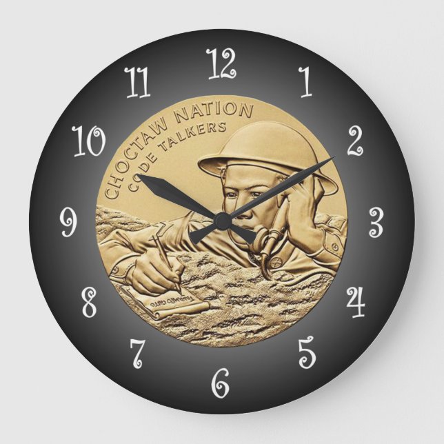 Choctaw Code Talkers Bronze Medal ~ Large Clock (Front)