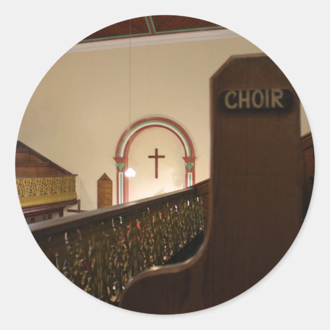 choir bench classic round sticker (Front)