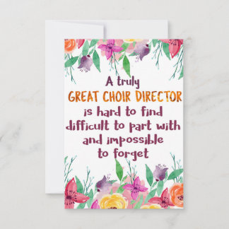 Choir Director Chorus teacher Appreciation Gift Thank You Card