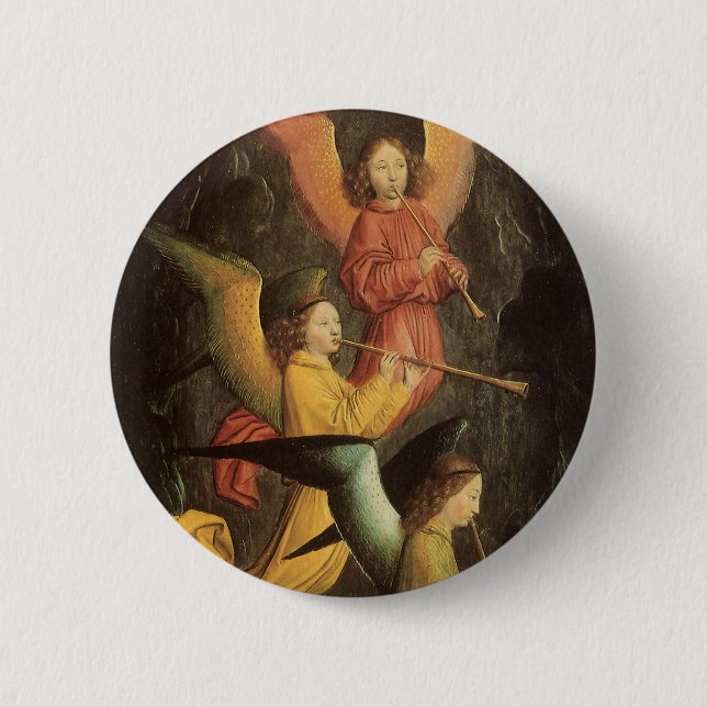 Choir of Angels by Simon Marmion, Renaissance Art 2 Inch Round Button (Front)