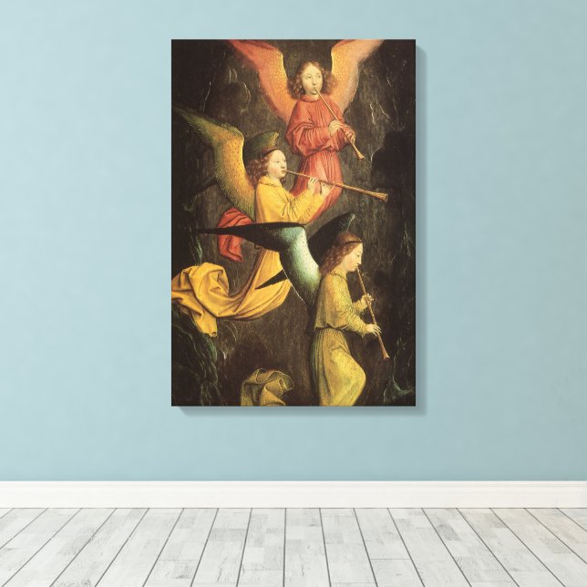 Choir of Angels by Simon Marmion, Renaissance Art Canvas Print (Insitu(Wood Floor))