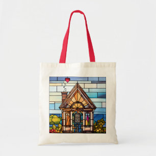 Choir of the Earth stained glass logo little house Tote Bag