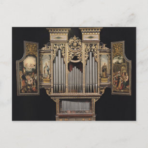 Choir organ with open panels postcard