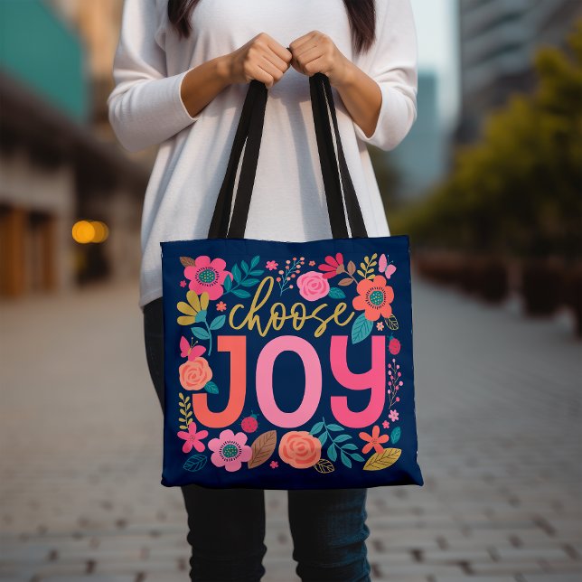 Choisissez Joy Floral Sac fourre-tout, Citation In (Créateur téléchargé)
