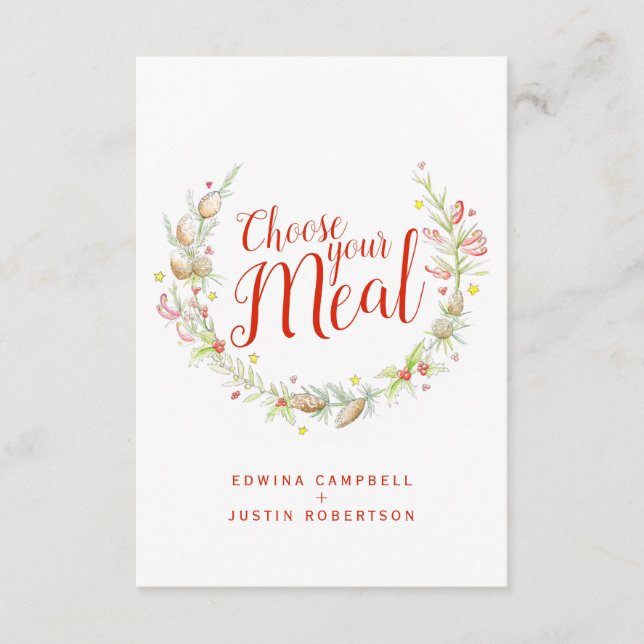 Choisissez vos cartes de choix de repas de Noël (Devant)
