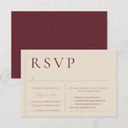 Choix de menu de mariage élégant ivoire et burgund