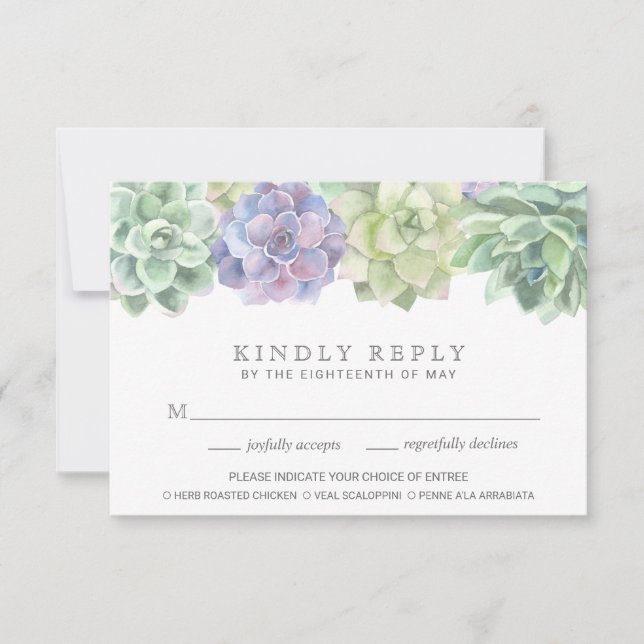 Choix de menu vert et violet pour un mariage succu (Devant)