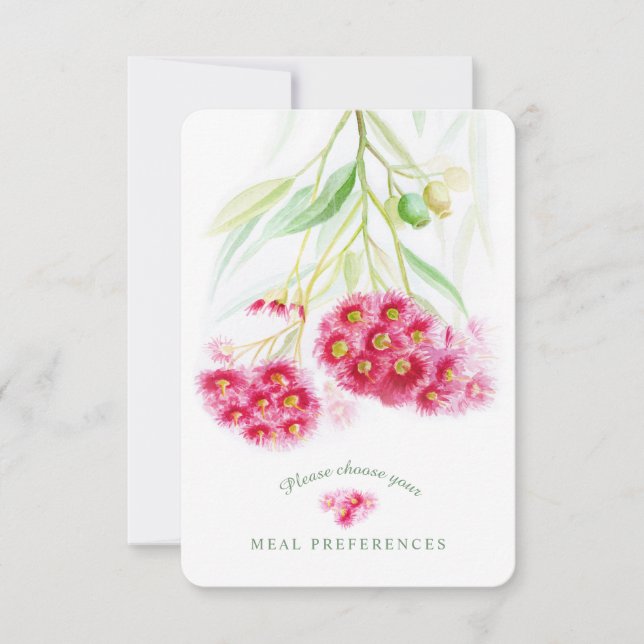 Choix de repas de mariage cartes de réponse floral (Devant)