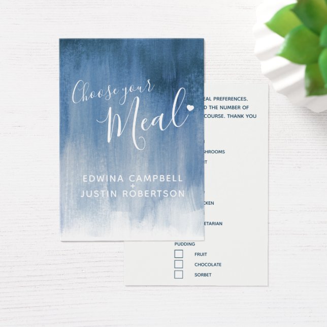 choix de repas mariage gris bleu art petites carte (Bureau)