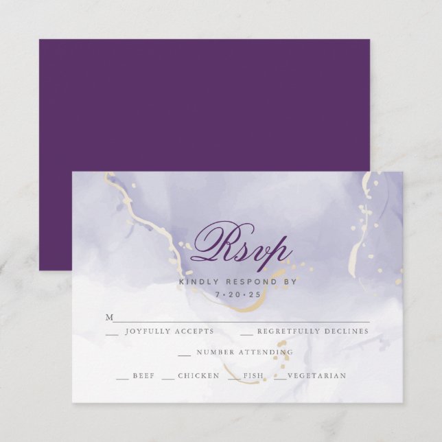 Choix de repas RSVP | Lilac Aquarelle (Devant / Derrière)