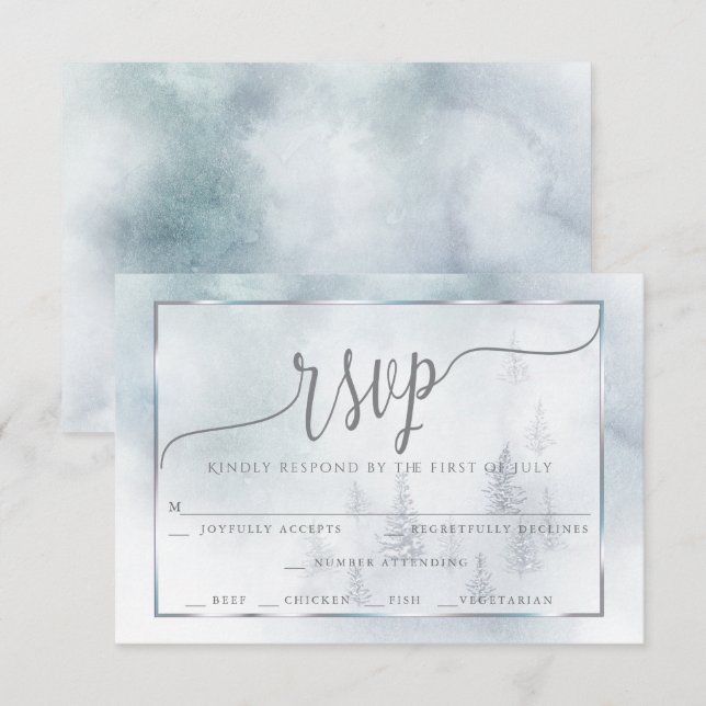 Choix de repas RSVP | Silver Blue Winter Wonderlan (Devant / Derrière)