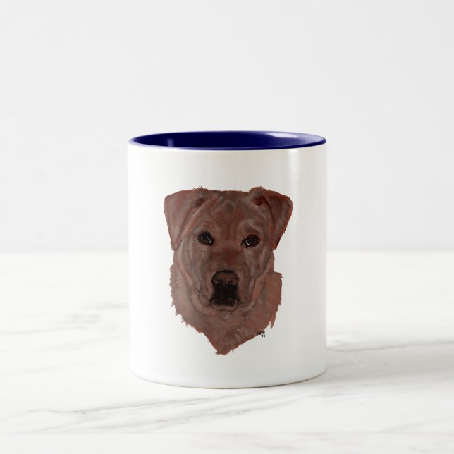 Cholcolate Brown Labrador Retriever Two-Tone Coffee Mug (Center)