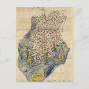 Chŏlla-namdo Chŏlla-pukto Chŏndo Korea Map c1800 Postcard