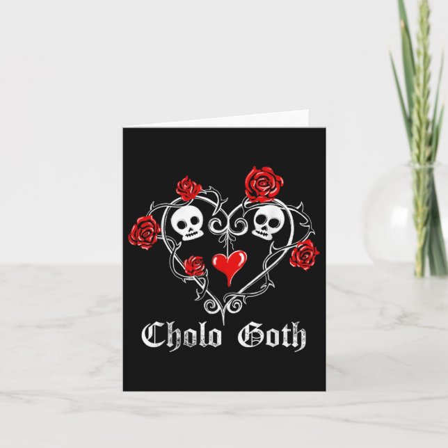 Cholo Goth Heart Skull Rose Thorns Gothic Tattoo  Card (Front)