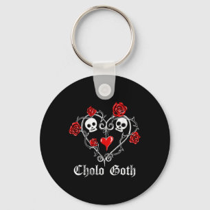 Cholo Goth Heart Skull Rose Thorns Gothic Tattoo  Keychain
