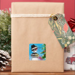 Cholo Snowman Foo Christmas Tree Lights Snow Square Sticker<br><div class="desc">Spread Christmas Joy with these fun stickers that feature my illustration of a cholo snowman looking at Christmas tree lights in the snow.</div>