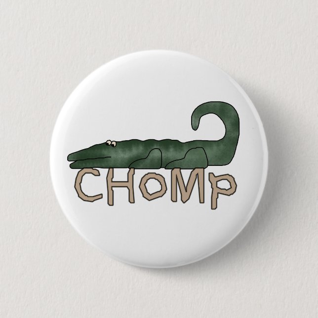 Chomp Alligator 2 Inch Round Button (Front)