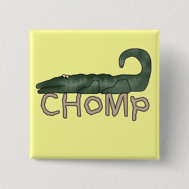 Chomp Alligator Tshirts and Gifts 2 Inch Square Button (Front)