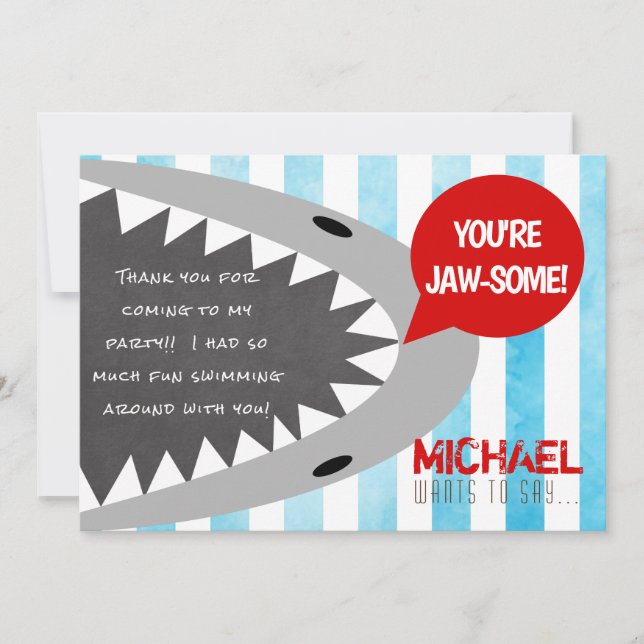 Chomp Chomp You're Jaw-some Shark Theme Thank you Holiday Card (Front)