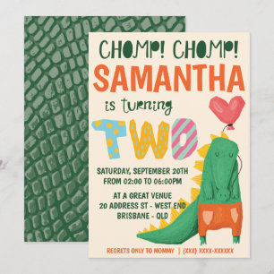 Chompe ! Alligator crocodile Invitation d'annivers