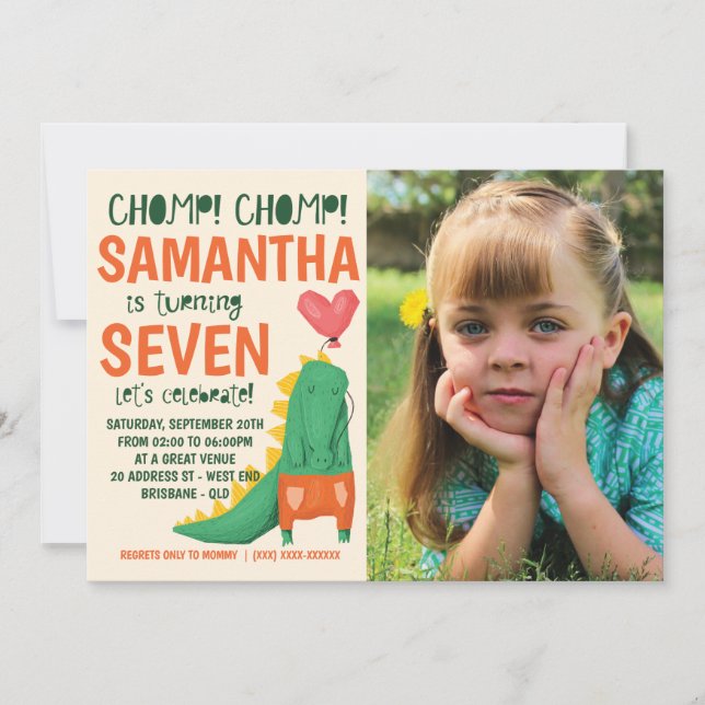 Chompe ! Crocodile Anniversaire Photo Invitation (Devant)