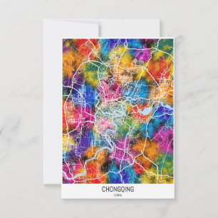 Chongqing China City Map Thank You Card