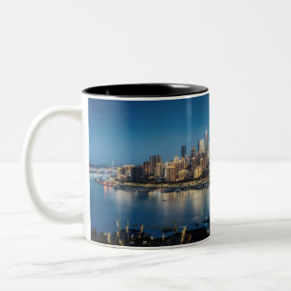Chongqing Skyline at Night – City Lights and Refle Two-Tone Coffee Mug