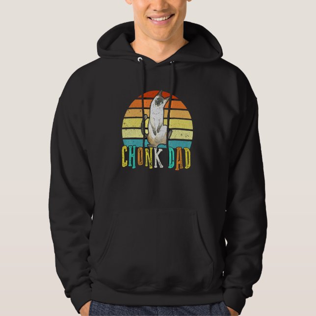 Chonk Cat Dad Meme Retro Style Daddy Cats Memes Hoodie (Front)