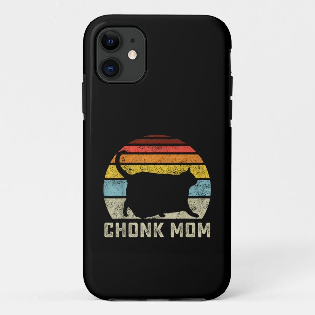 Chonk Cat Mom Scale Meme Funny Retro Style Mommy C Case-Mate iPhone Case (Back)