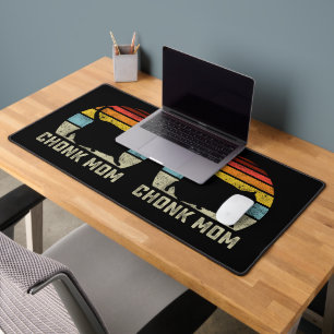 Chonk Cat Mom Scale Meme Funny Retro Style Mommy C Desk Mat