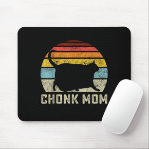 Chonk Cat Mom Scale Meme Funny Retro Style Mommy C Mouse Pad