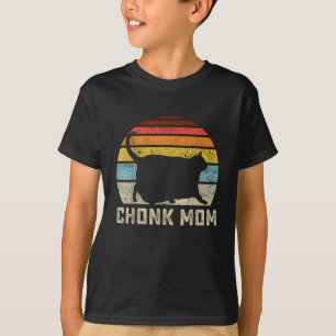 Chonk Cat Mom Scale Meme Funny Retro Style Mommy C T-Shirt