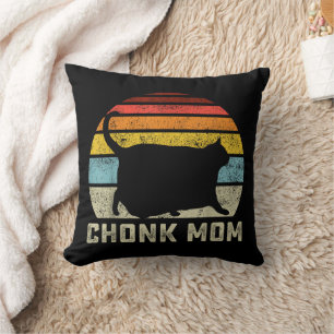Chonk Cat Mom Scale Meme Funny Retro Style Mommy C Throw Pillow
