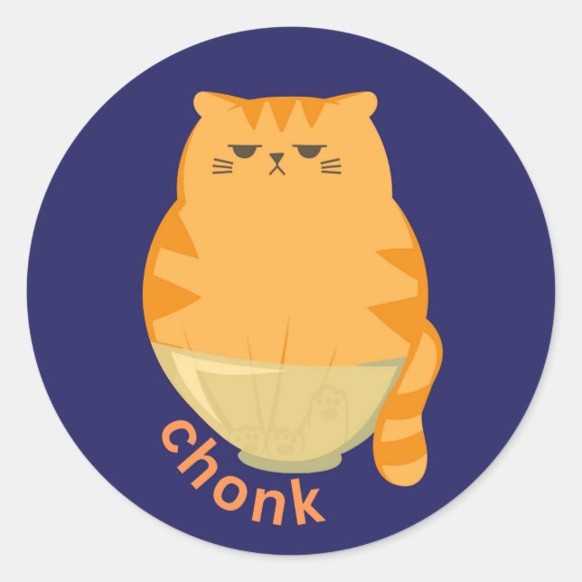  Chonk Orange Cat Classic Round Sticker (Front)