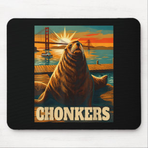 Chonkers Funny Sea Lion School Summer Mode Beach Mouse Pad