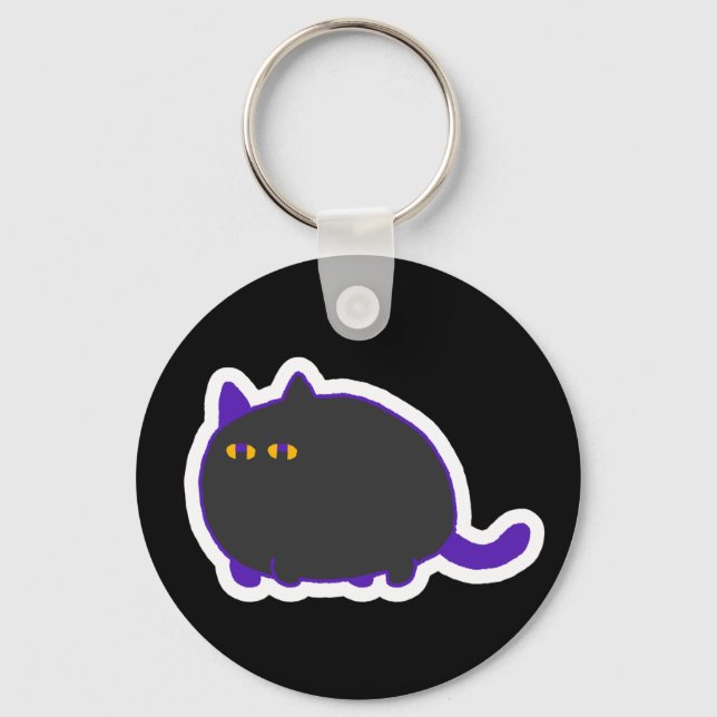 Chonky Black Cat Keychain (Front)