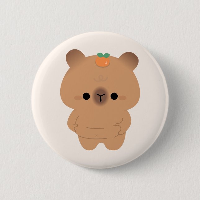 Chonky Capybara 2 Inch Round Button (Front)