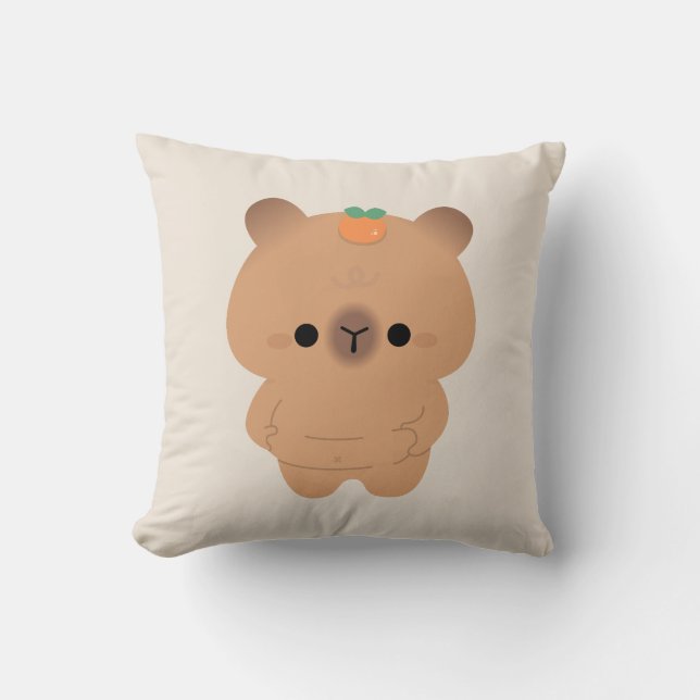 Chonky Capybara Throw Pillow (Front)