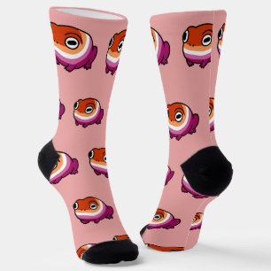 Chonky Lesbian Frog Pride Socks Cute WLW Queer
