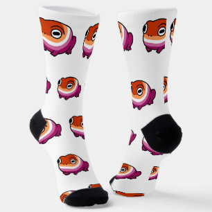 Chonky Lesbian Frog Pride Socks Cute WLW Queer