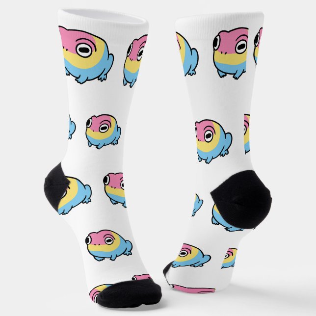Chonky Pansexual Frog Pride Socks | Cute Pan Pride (Angled)
