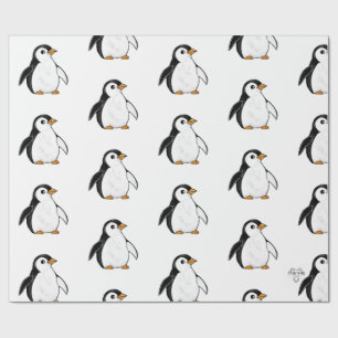 Chonky Penguin Adorable Whimsical Pattern Gift Wrapping Paper