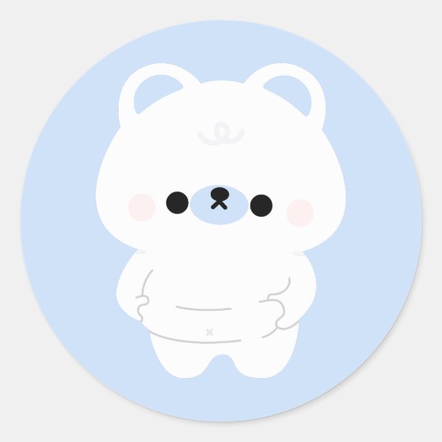 Chonky Polar Bear Classic Round Sticker (Front)