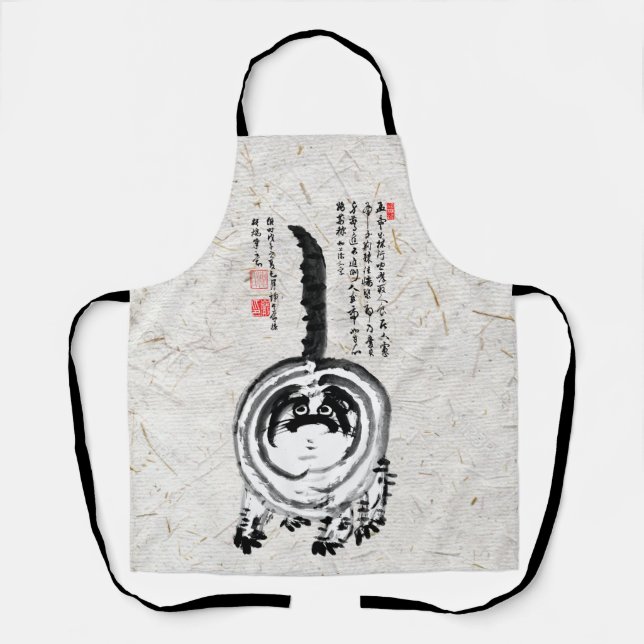 Chonky Striped Japanese Tabby Cat Apron (Front)