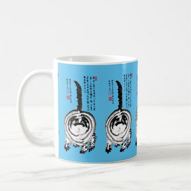 Chonky Striped Japanese Tabby Cat Coffee Mug (Left)