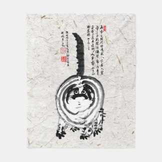 Chonky Striped Japanese Tabby Cat Fleece Blanket