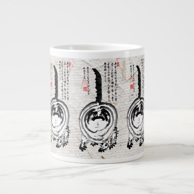 Chonky Striped Japanese Tabby Cat Large Coffee Mug (Front)
