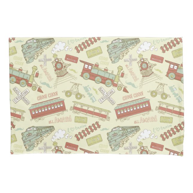 Choo Choo Antique Trains Pillowcase (Front)