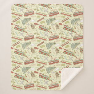 Choo Choo Antique Trains Sherpa Blanket